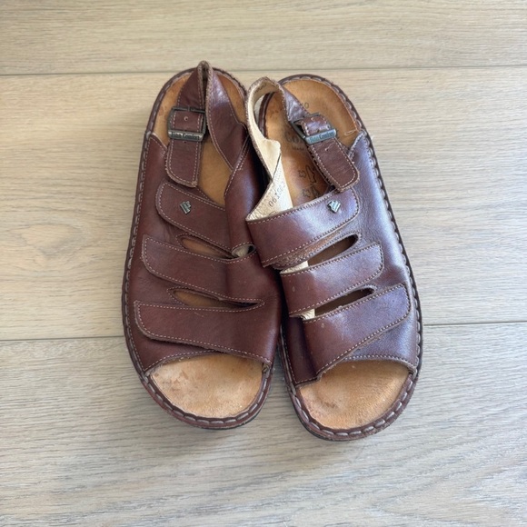 Finn Comfort Brown Leather Orthopedic Sandals - Picture 1 of 5
